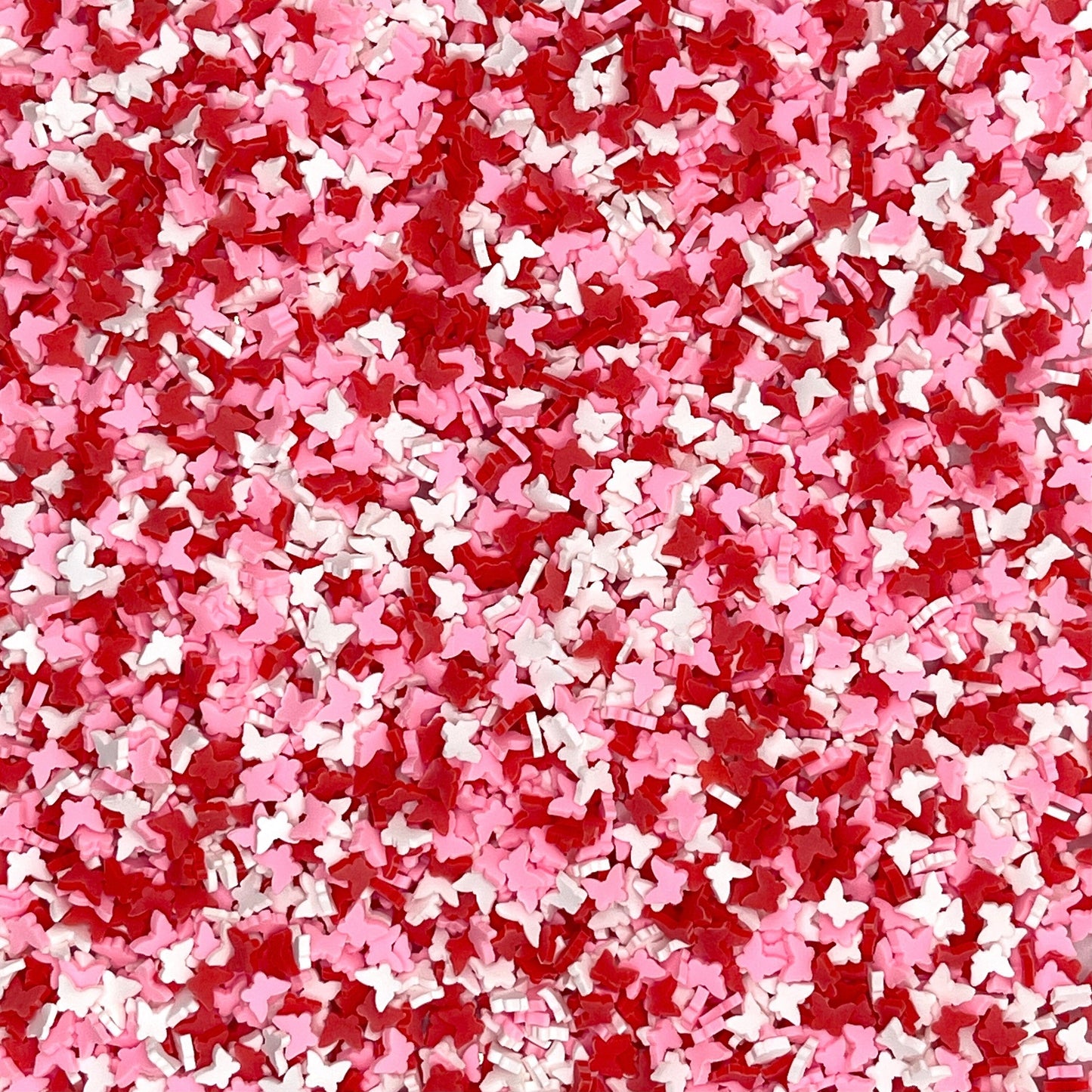 FAKE 5MM Pink Red White Butterfly, Anima; Polymer Sprinkle (NOT EDIBLE) D34-18