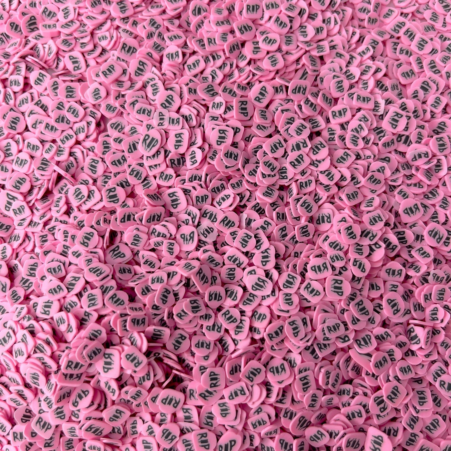 FAKE 5MM Pink Rip Tombstone, Halloween Polymer Clay Sprinkle (NOT EDIBLE) D39-21