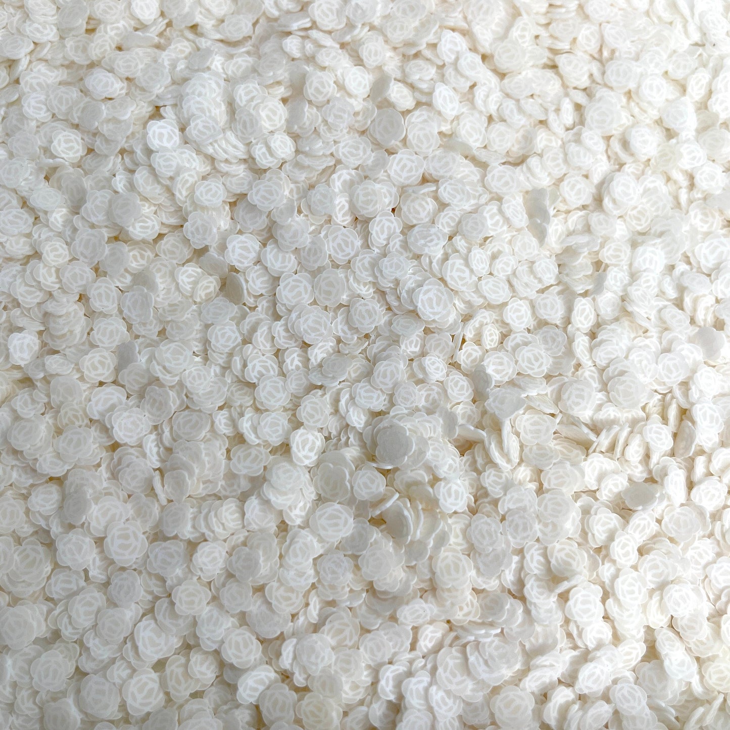 FAKE 5MM White Rose, Floral Polymer Clay Sprinkle (NOT EDIBLE) D29-25