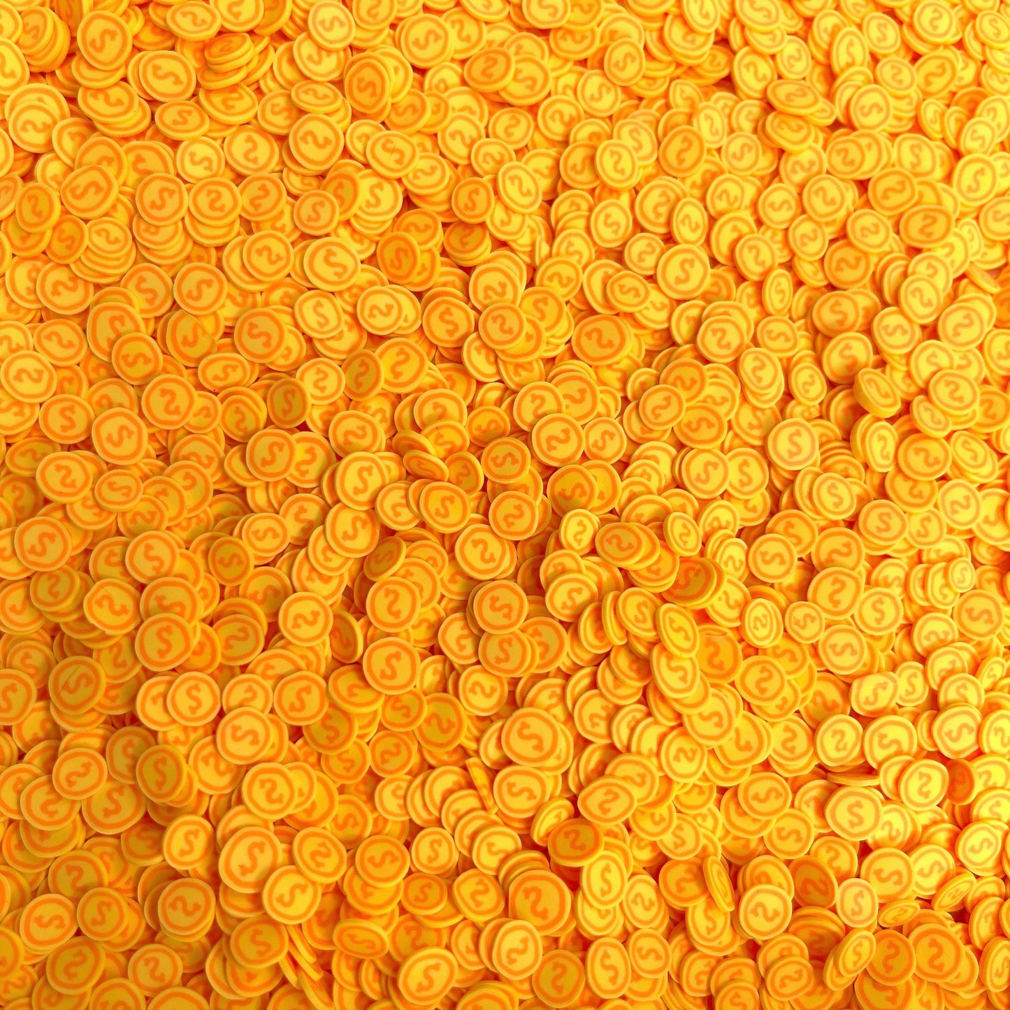 FAKE 5MM Yellow Coin Money, Game Polymer Clay Sprinkle (NOT EDIBLE) D32-01
