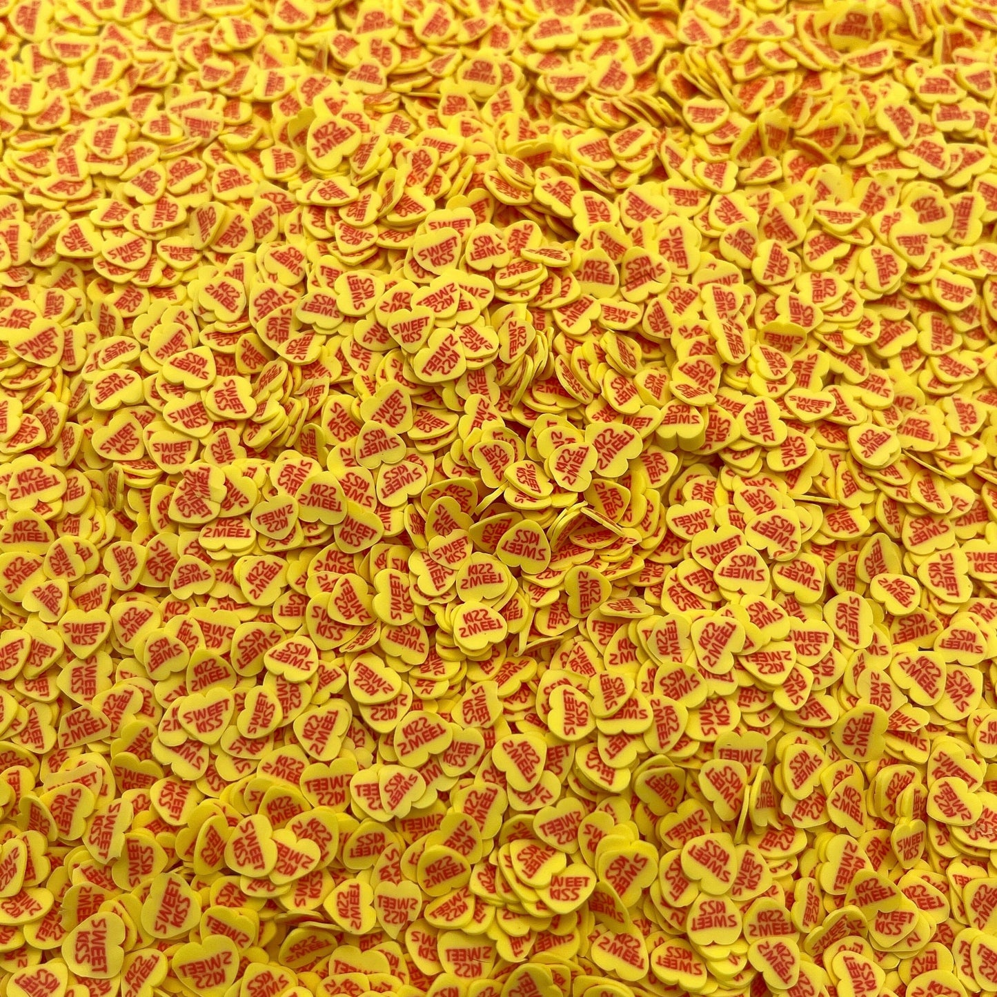 FAKE 5MM Yellow Sweet Kiss Heart, Valentine Clay Sprinkles (NOT EDIBLE) D18-32