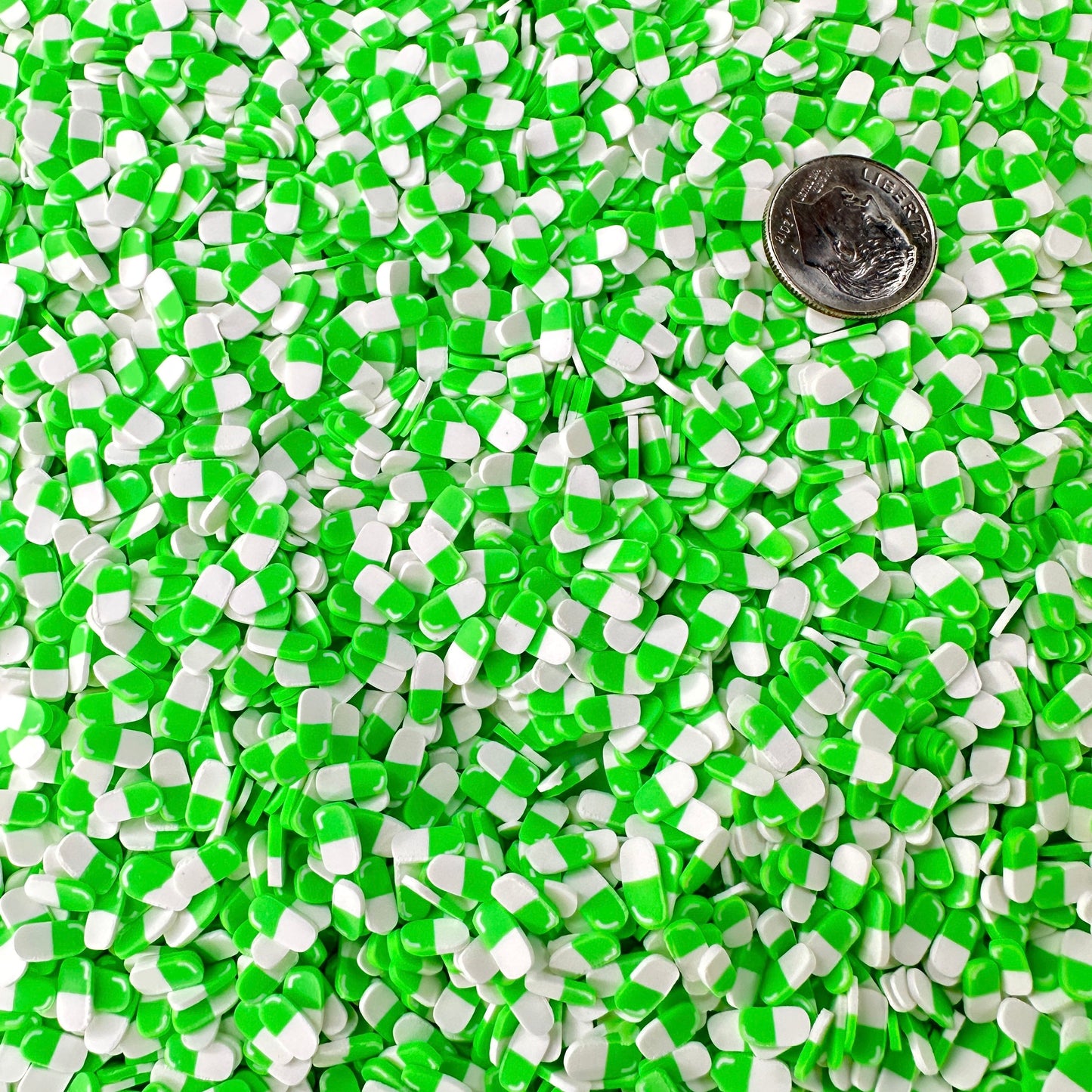 FAKE 5MM/10MM Pastel Green Pill, Medical Polymer Clay Sprinkle (NOT EDIBLE)