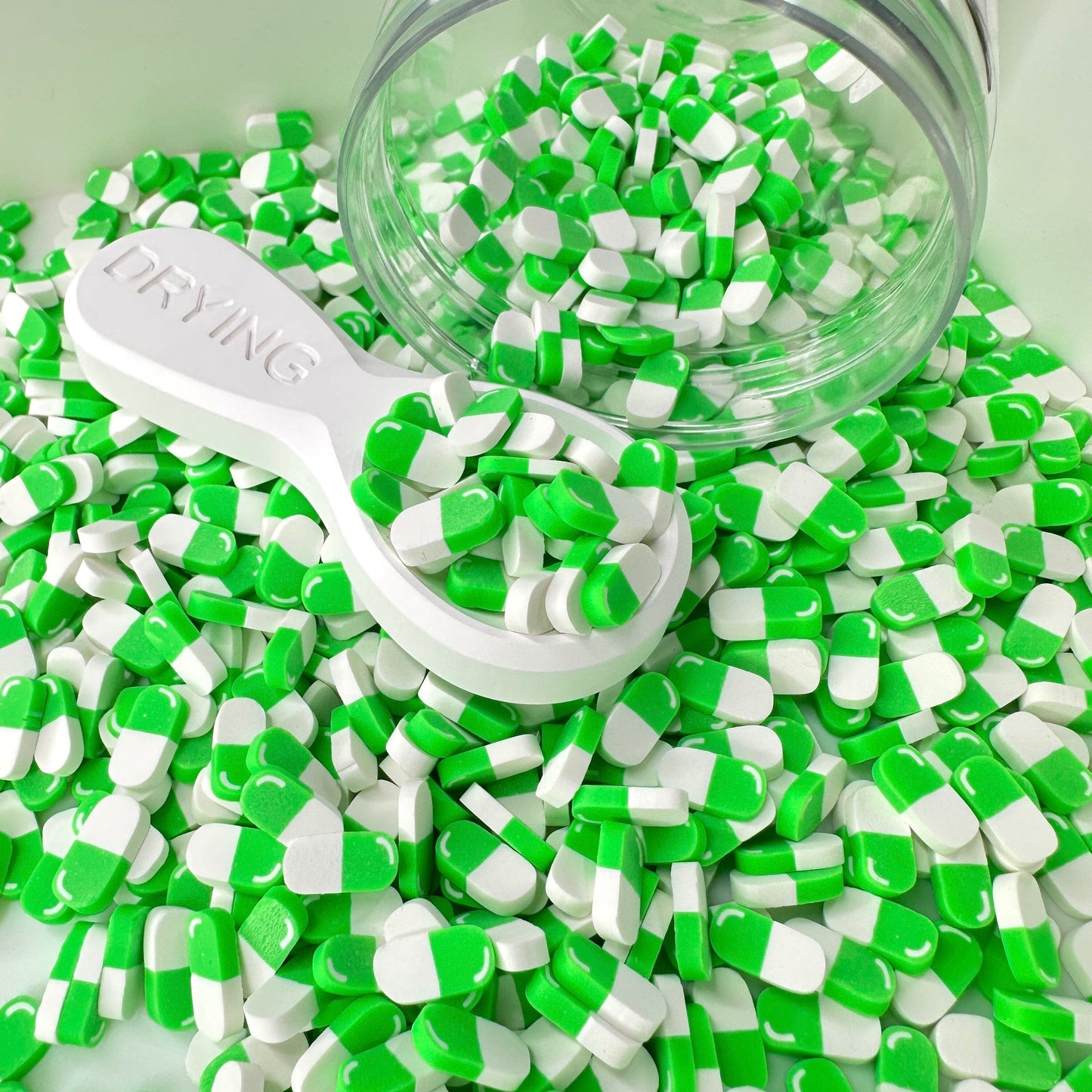 FAKE 5MM/10MM Pastel Green Pill, Medical Polymer Clay Sprinkle (NOT EDIBLE)