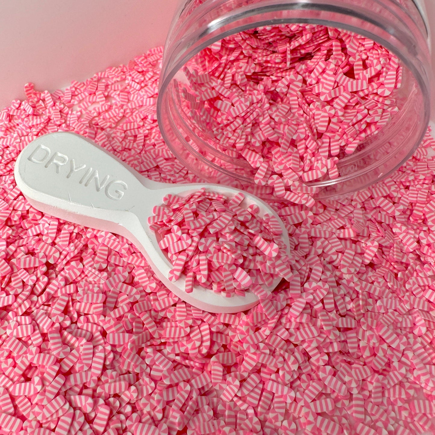FAKE 5MM/10MM Pink Candy Cane, Christmas Polymer Sprinkle(NOT EDIBLE) D35-06/15