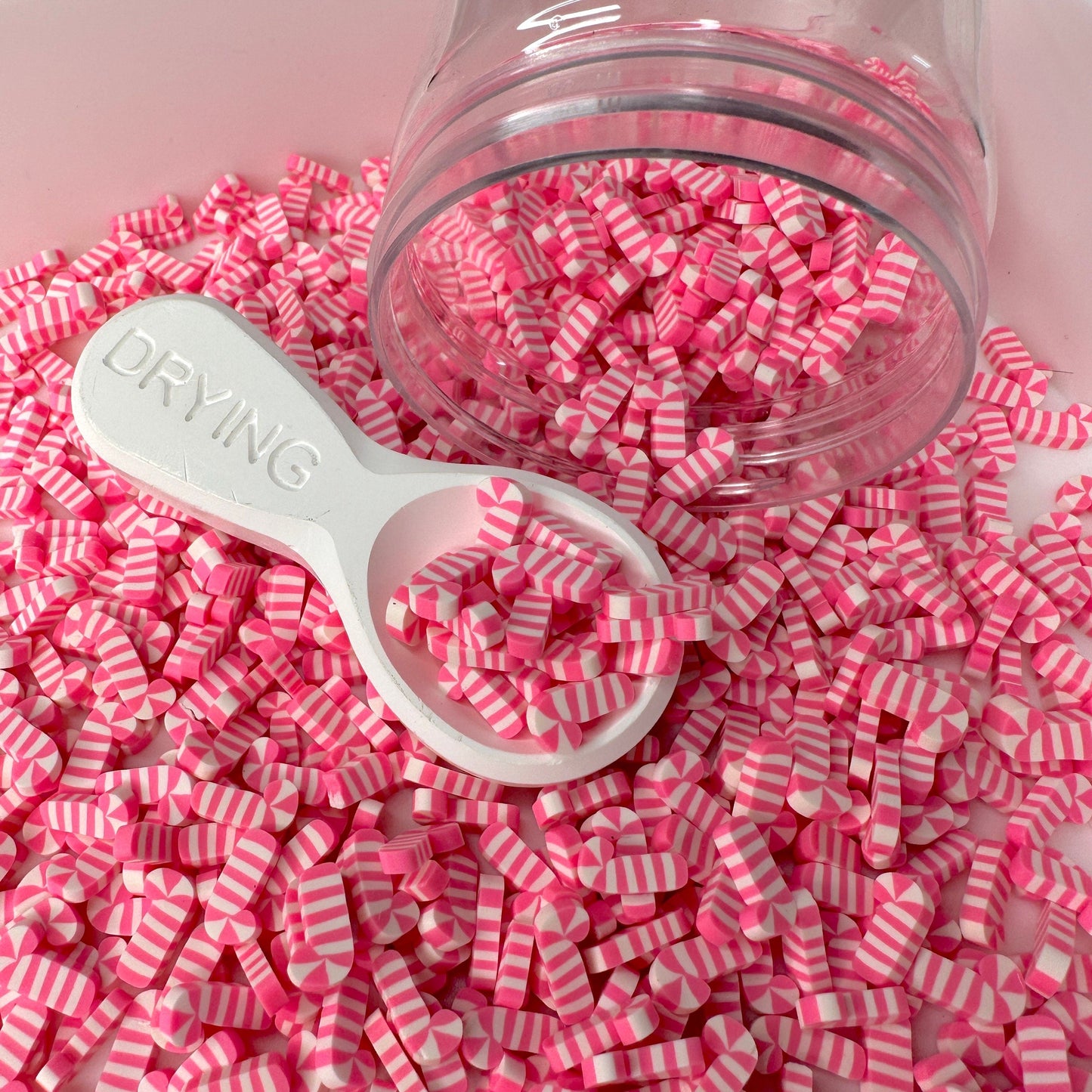 FAKE 5MM/10MM Pink Candy Cane, Christmas Polymer Sprinkle(NOT EDIBLE) D35-06/15