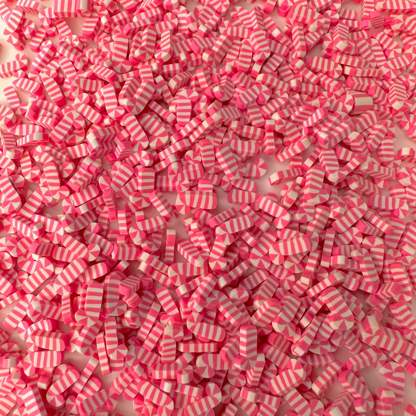FAKE 5MM/10MM Pink Candy Cane, Christmas Polymer Sprinkle(NOT EDIBLE) D35-06/15