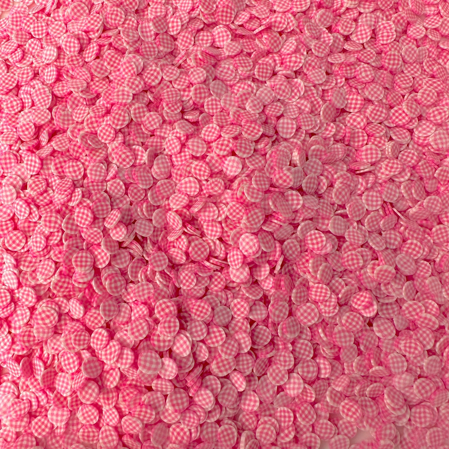 FAKE 5MM/10MM Pink Checker Circle Polymer Clay Sprinkle (NOT EDIBLE) D28-35/36