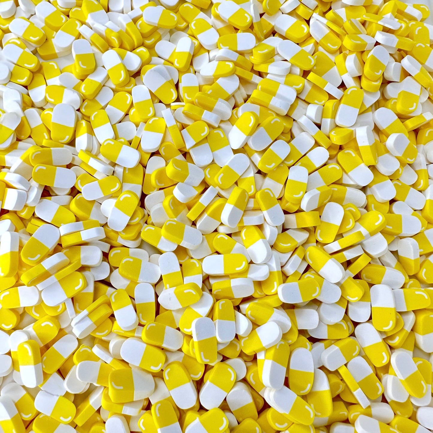 FAKE 5MM/10MM Pastel Yellow Pill, Medical Polymer Clay Sprinkle (NOT EDIBLE)
