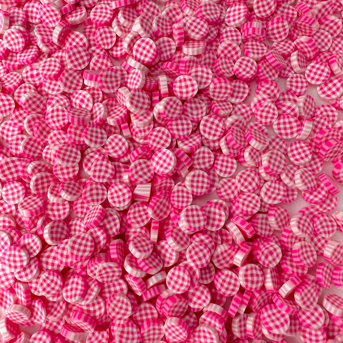 FAKE 5MM/10MM Pink Checker Circle Polymer Clay Sprinkle (NOT EDIBLE) D28-35/36