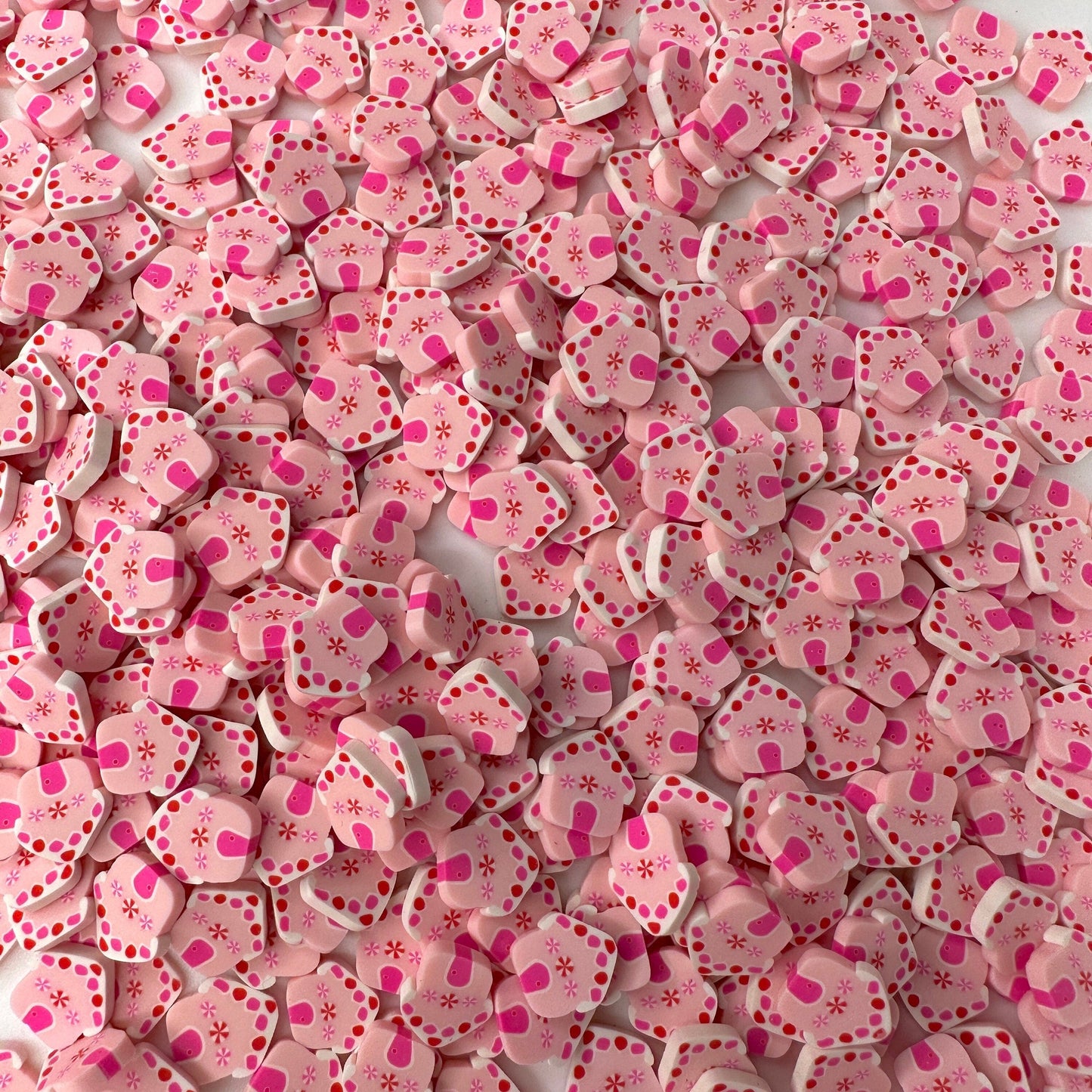 FAKE 5MM/10MM Pink Gingerbread House Polymer Clay Sprinkle (NOT EDIBLE) D36-25