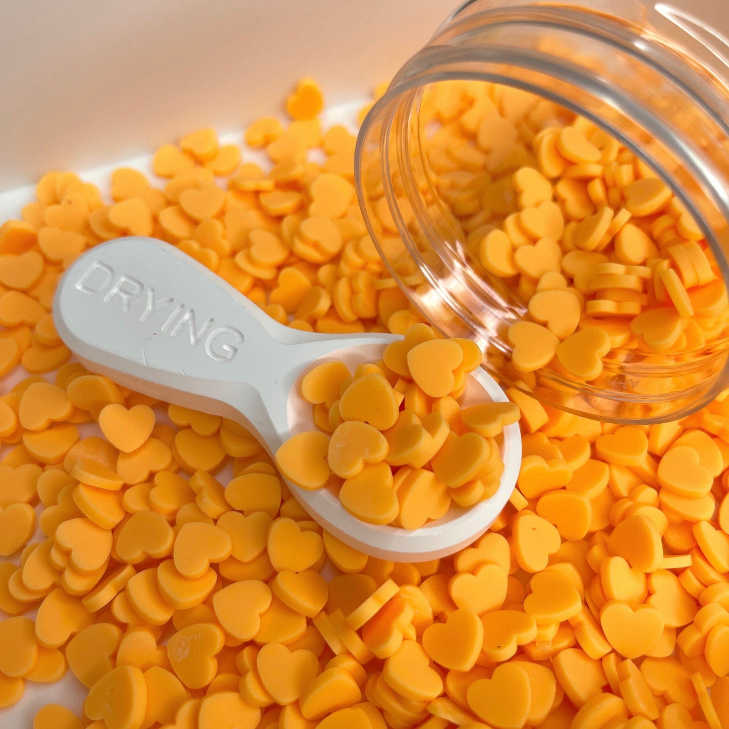 FAKE 8MM Orange Heart Polymer Clay Sprinkle (NOT EDIBLE) D30-31