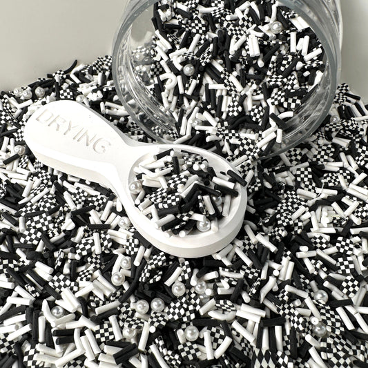 FAKE Back and White Checkerboard Polymer Clay Sprinkle (NOT EDIBLE) D35-27