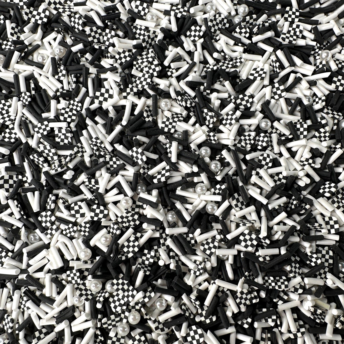 FAKE Back and White Checkerboard Polymer Clay Sprinkle (NOT EDIBLE) D35-27