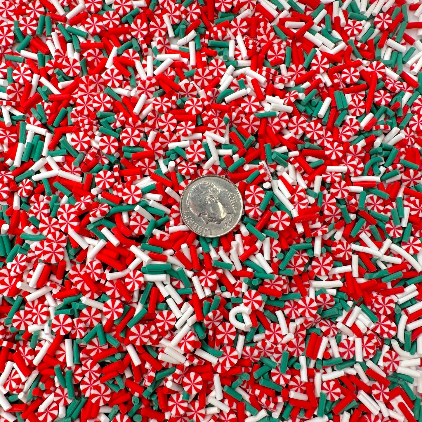 FAKE Dark Green Christmas Peppermint Polymer Clay Sprinkle (NOT EDIBLE) D15-14