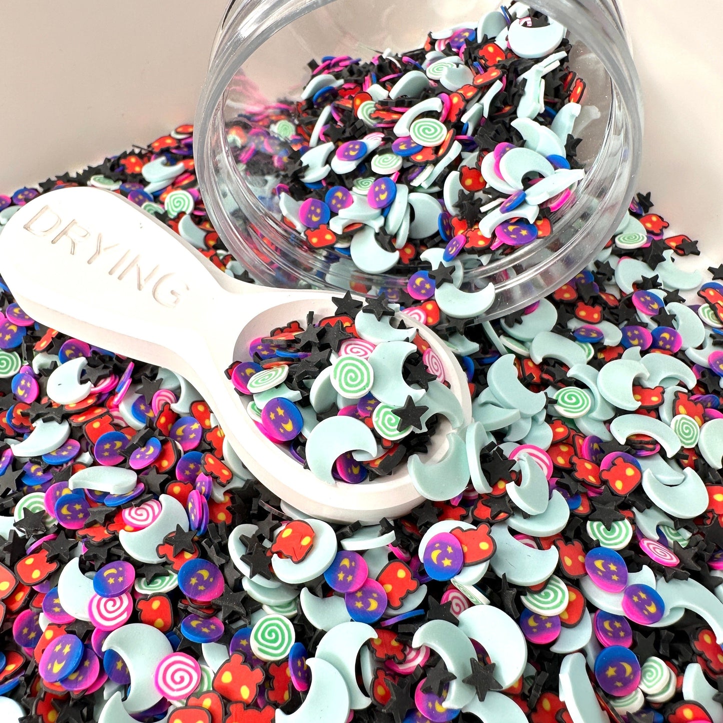 FAKE Devilish Night w/Glow Moon, Halloween Polymer Clay Sprinkle (NOT EDIBLE)