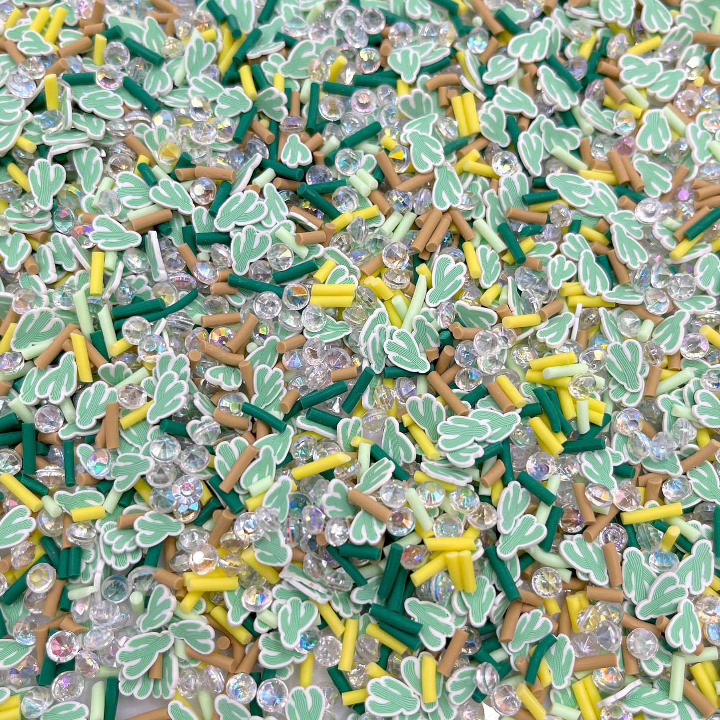 FAKE Desert Cactus with Rhinestone Polymer Clay Sprinkles Mix (NOT EDIBLE) D3-09