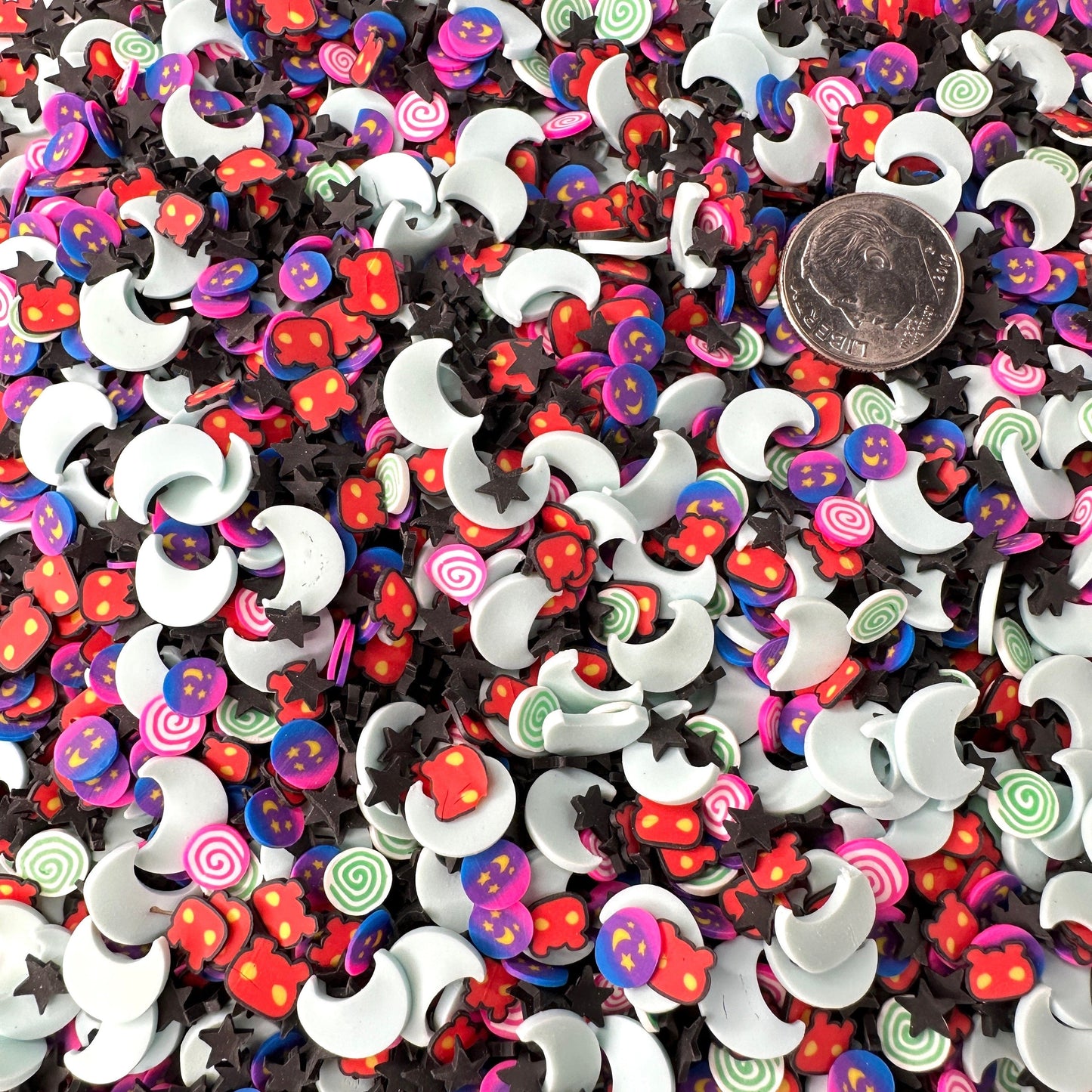 FAKE Devilish Night w/Glow Moon, Halloween Polymer Clay Sprinkle (NOT EDIBLE)
