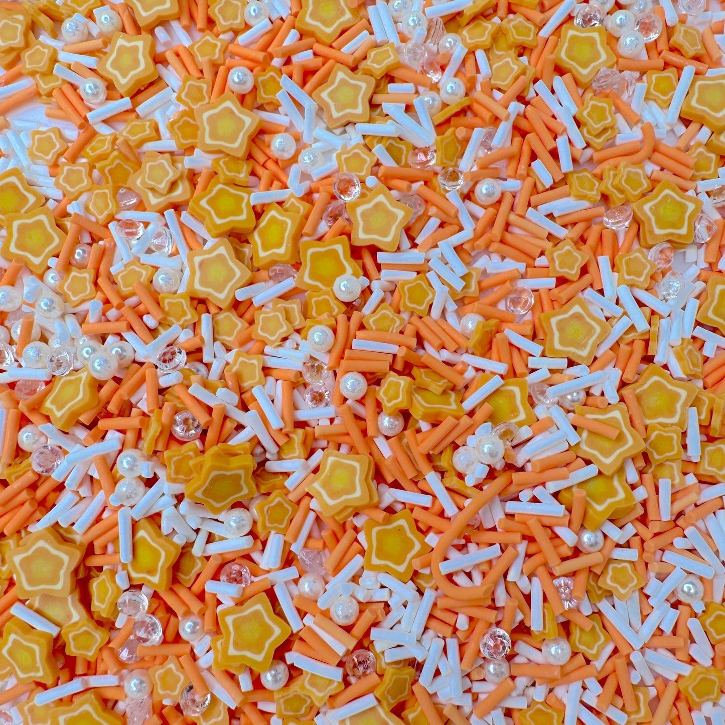 FAKE Double Orange Star Themed Polymer Clay Sprinkle Mix (NOT EDIBLE) D25-12