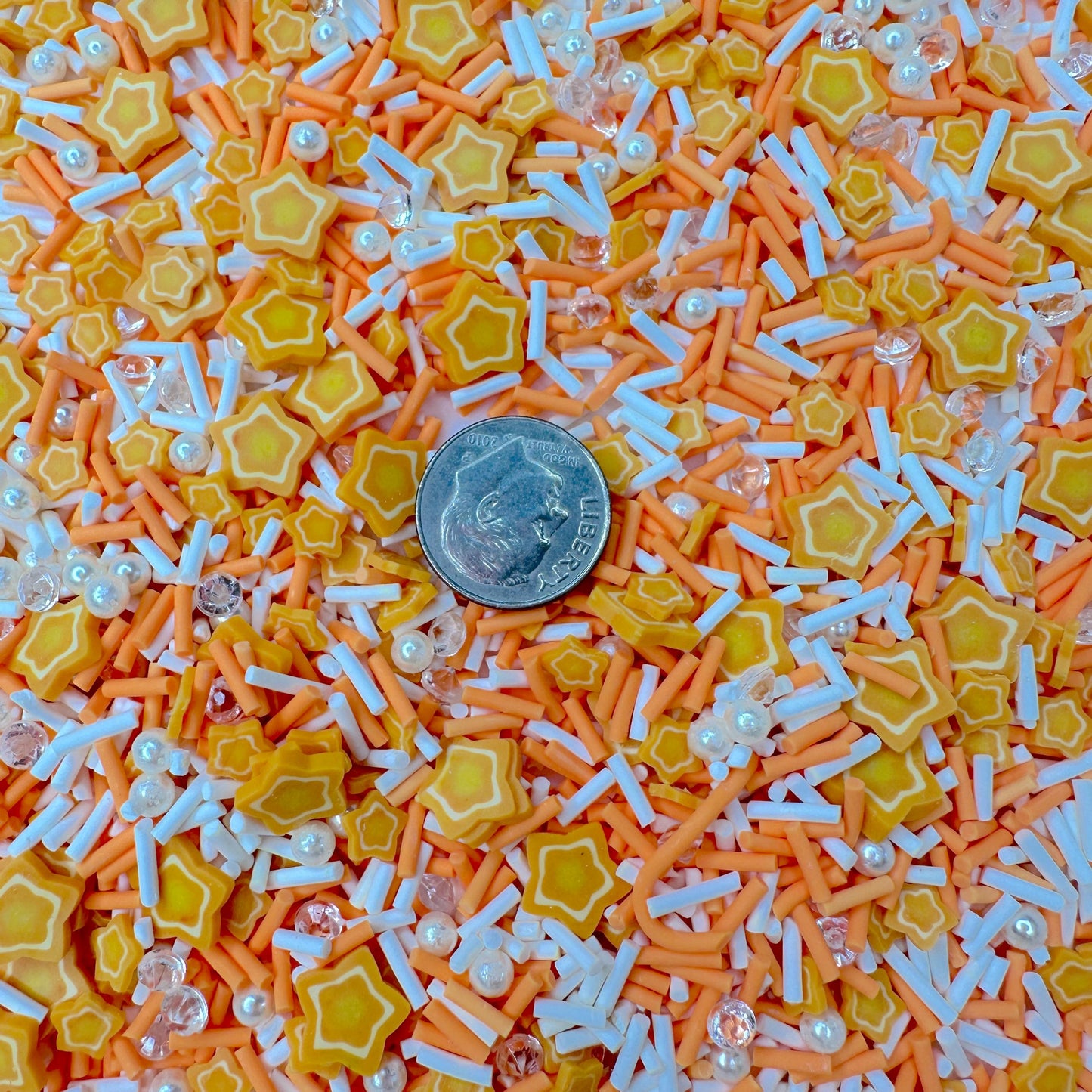 FAKE Double Orange Star Themed Polymer Clay Sprinkle Mix (NOT EDIBLE) D25-12