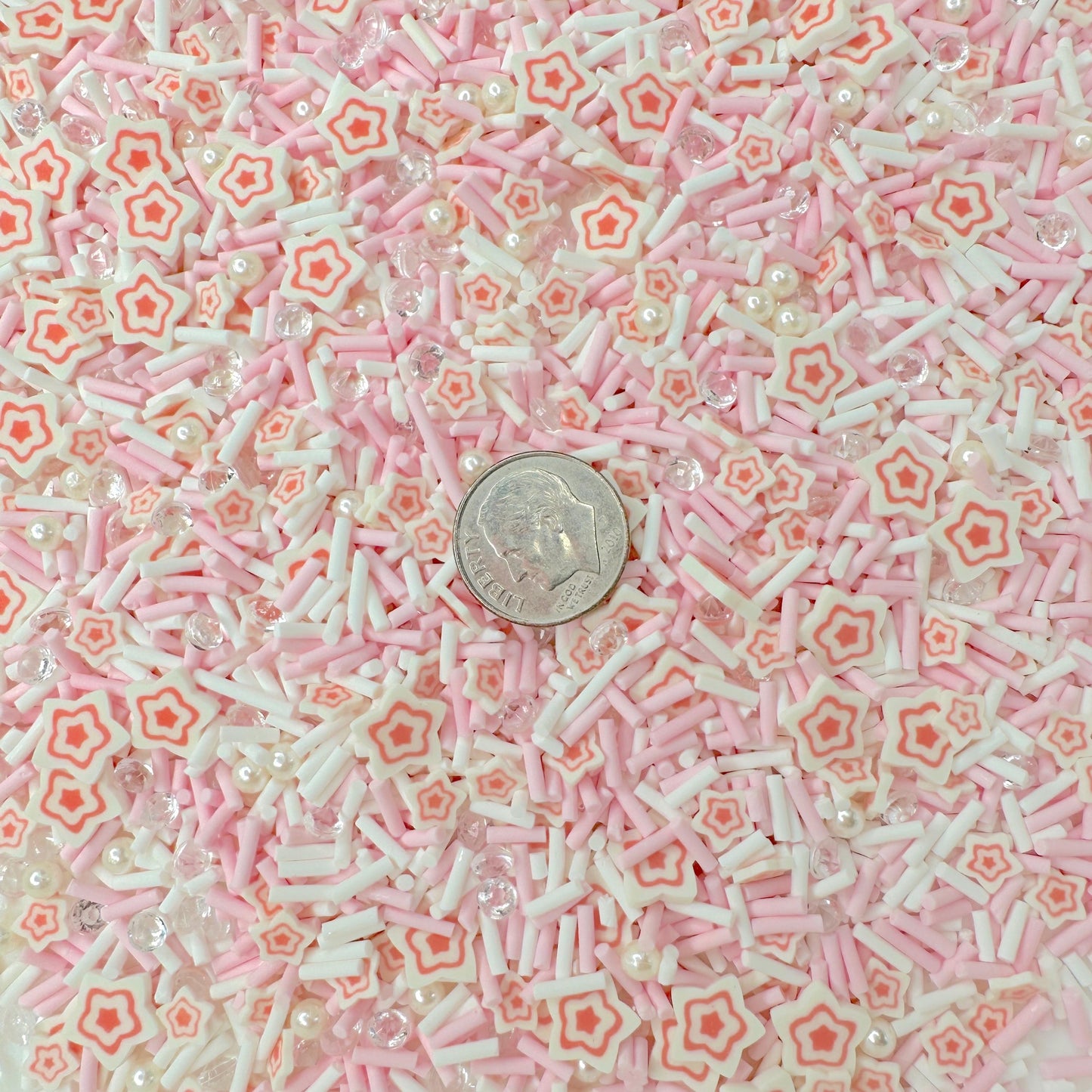 FAKE Double Pink Star Themed Polymer Clay Sprinkle Mix (NOT EDIBLE) D25-13