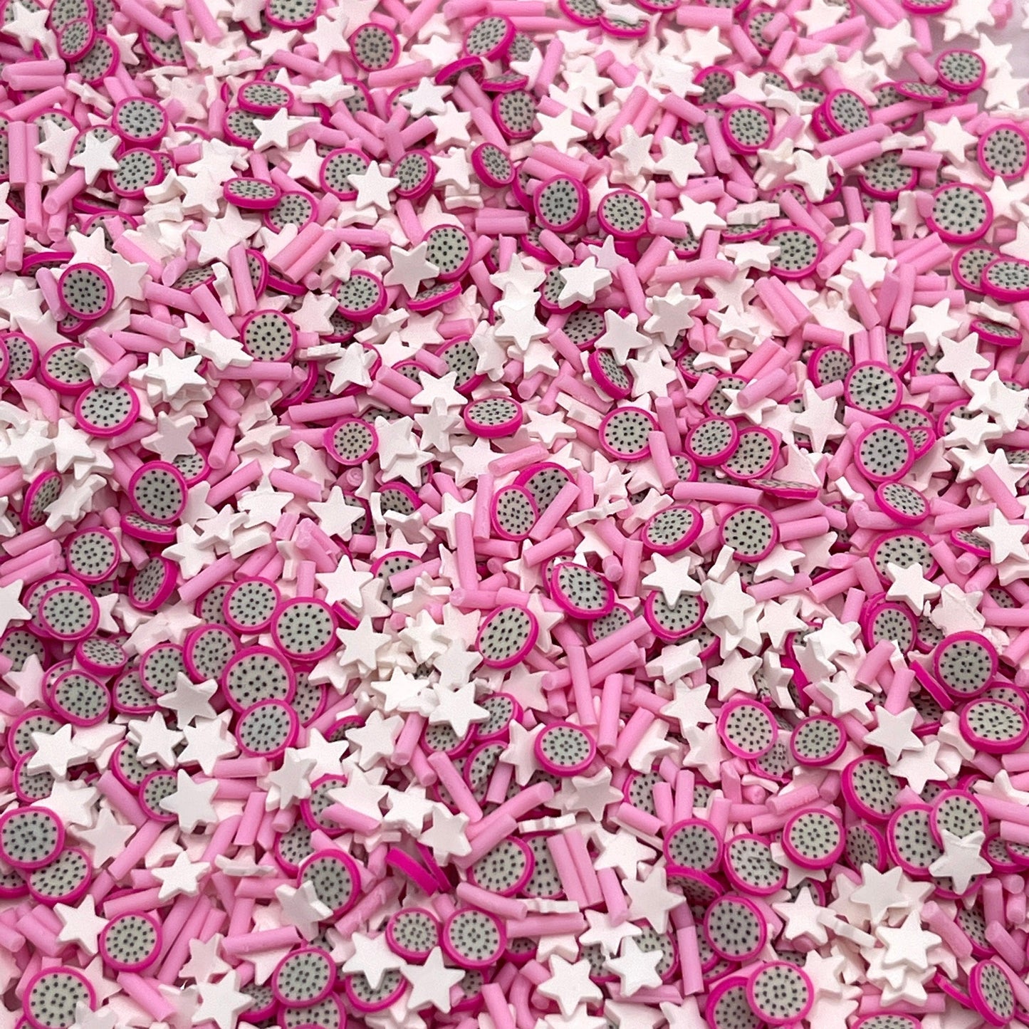 FAKE Dragonfruit Star, Fruit Polymer Clay Sprinkle Mix (NOT EDIBLE) D10-32