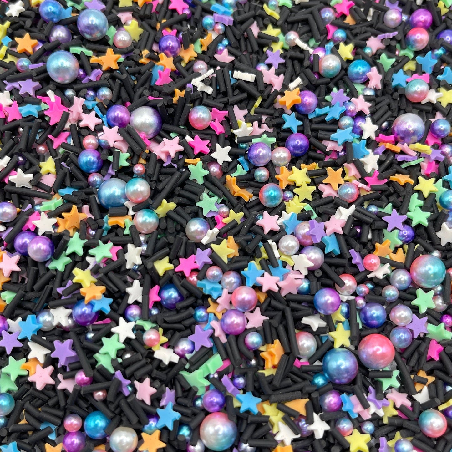 FAKE Gradient Pearl w/Rainbow Color Star Sprinkle Mix (NOT EDIBLE) D4-01