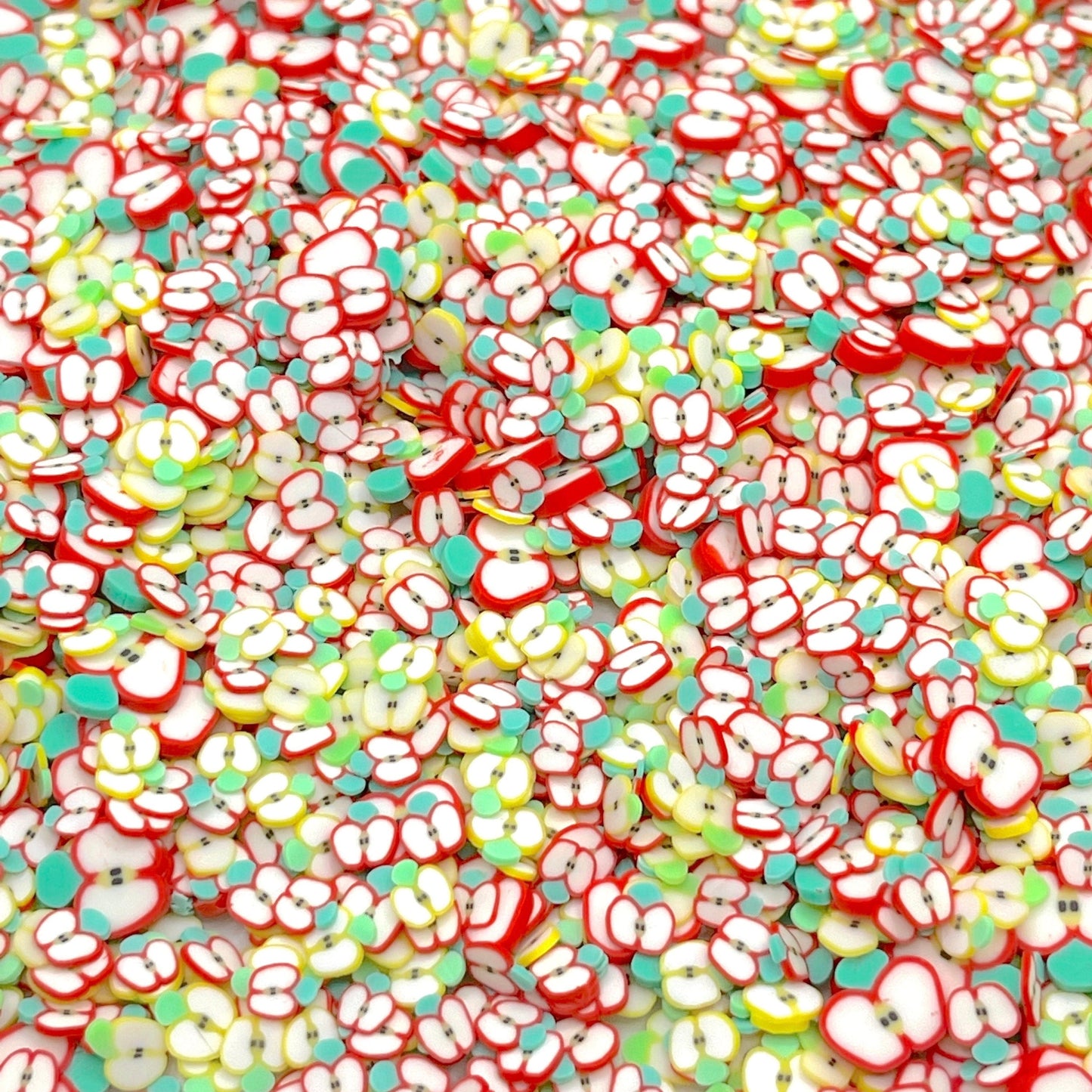 FAKE Green Red Apple Slice, Fruit Polymer Clay Sprinkle Mix (NOT EDIBLE) D10-03