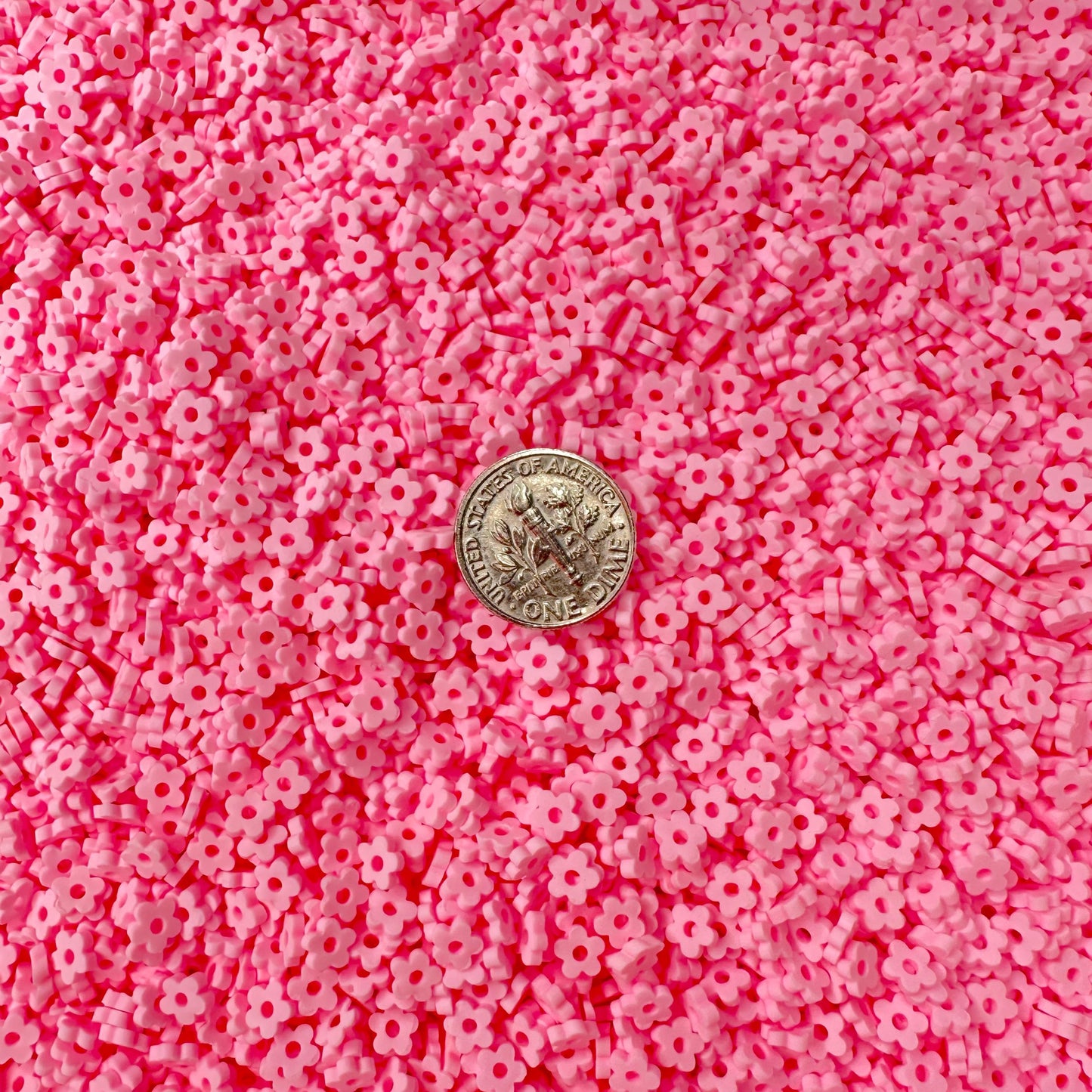 FAKE Light Pink Daisy Flower, Floral Polymer Clay Sprinkle (NOT EDIBLE) D38-17