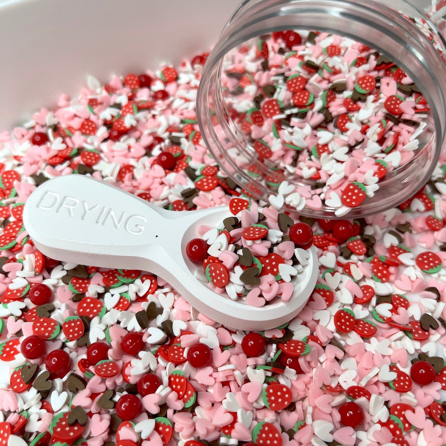 FAKE Love Chocolate Strawberry, Fruit Polymer Clay Sprinkle (NOT EDIBLE) D16-26