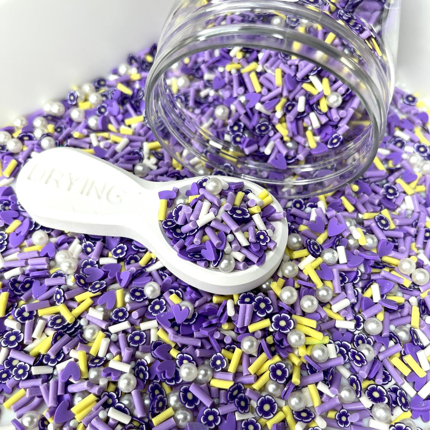 FAKE Lovely Purple Flower, Floral Polymer Clay Sprinkle Mix (NOT EDIBLE) D48-17