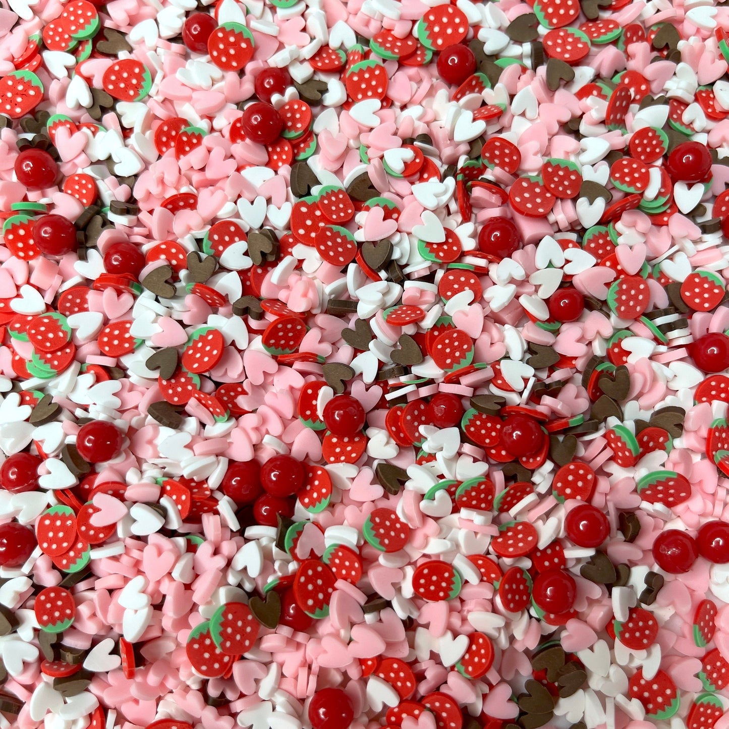 FAKE Love Chocolate Strawberry, Fruit Polymer Clay Sprinkle (NOT EDIBLE) D16-26