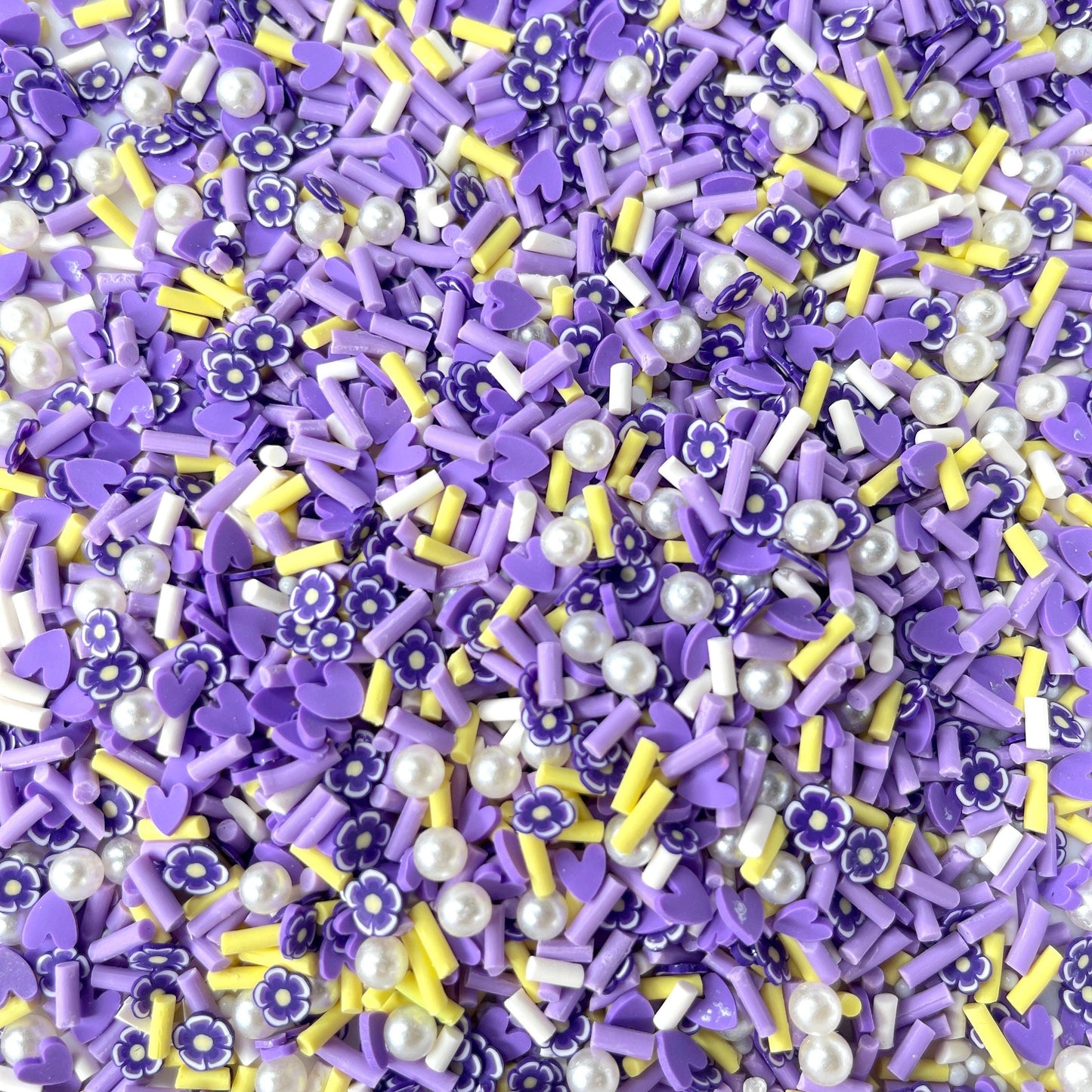 FAKE Lovely Purple Flower, Floral Polymer Clay Sprinkle Mix (NOT EDIBLE) D48-17