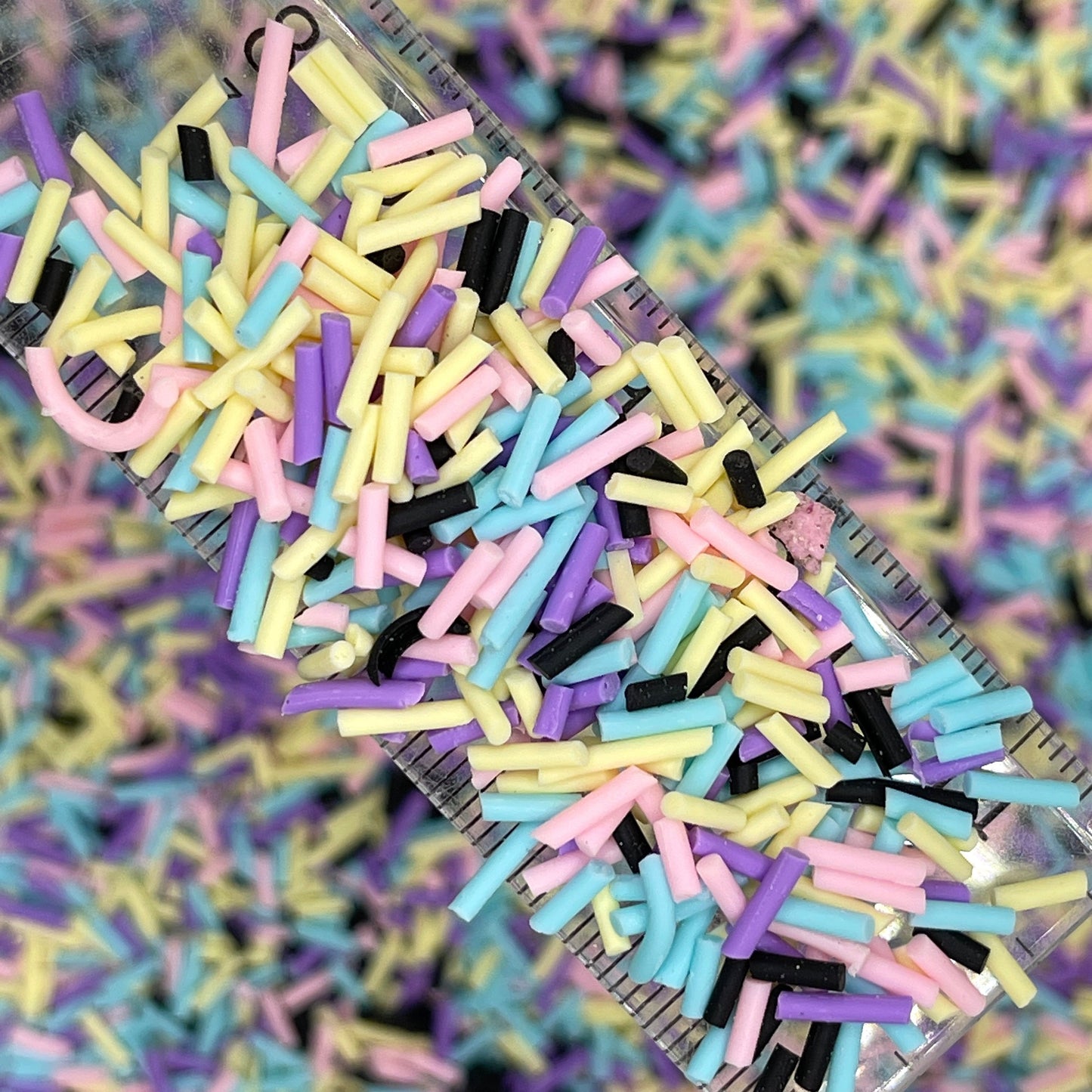 FAKE Mixed Pastel Black Polymer Clay Sprinkle Pieces Mix (NOT EDIBLE) D11-14