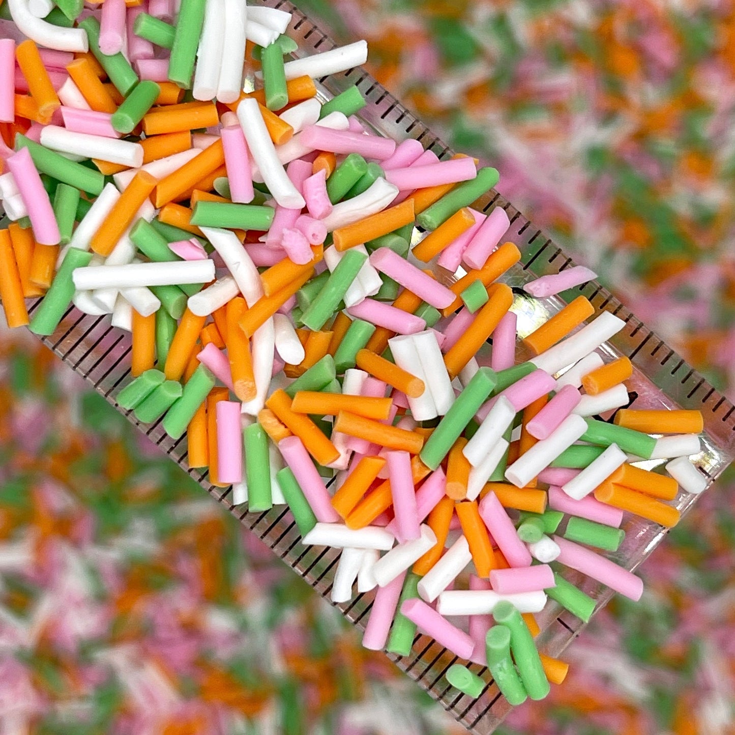 FAKE Orange Green Pink Polymer Clay Sprinkle Pieces Mix (NOT EDIBLE) D11-25