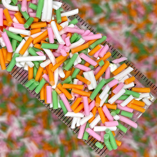 FAKE Orange Green Pink Polymer Clay Sprinkle Pieces Mix (NOT EDIBLE) D11-25