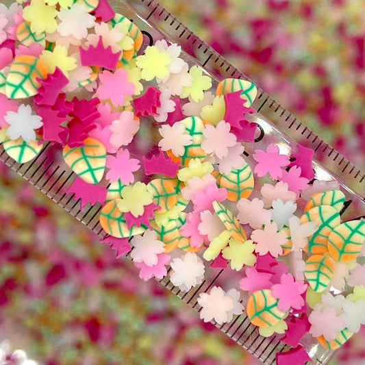 FAKE Pastel Sakura Leaf Polymer Clay Sprinkle Mix (NOT EDIBLE)  D9-03