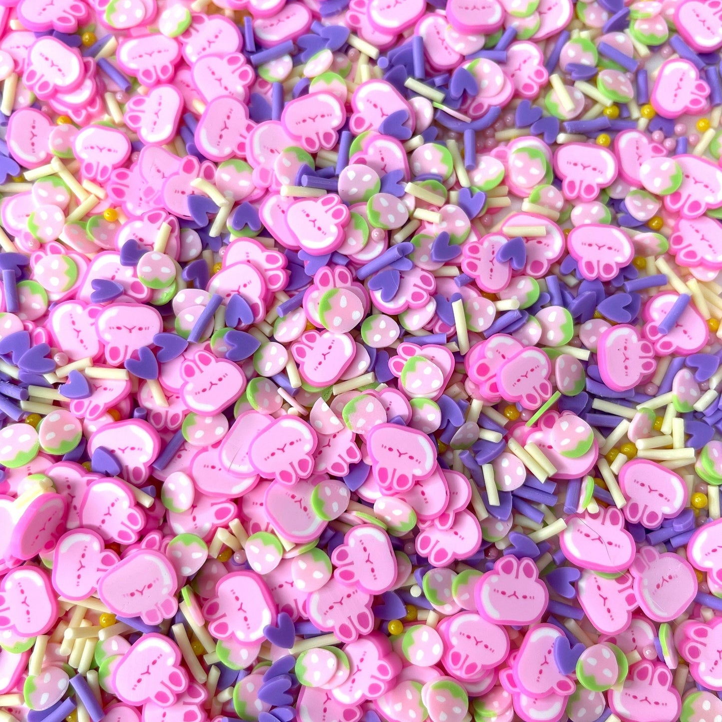 FAKE Pink Purple Bunny, Animal Polymer Clay Sprinkle Mix (NOT EDIBLE) D48-23