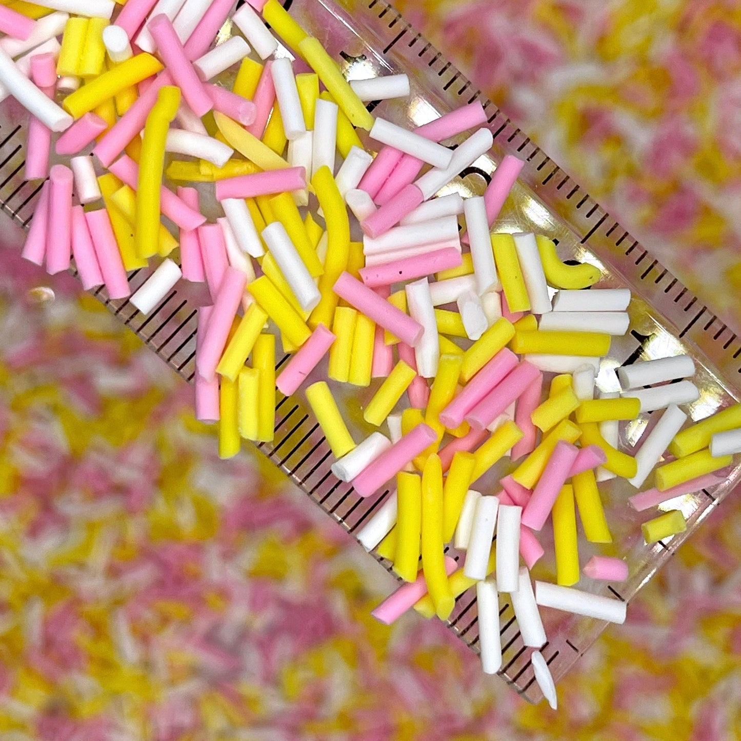 FAKE Pink Yellow Lemonade Polymer Clay Sprinkle Pieces Mix (NOT EDIBLE) D11-24