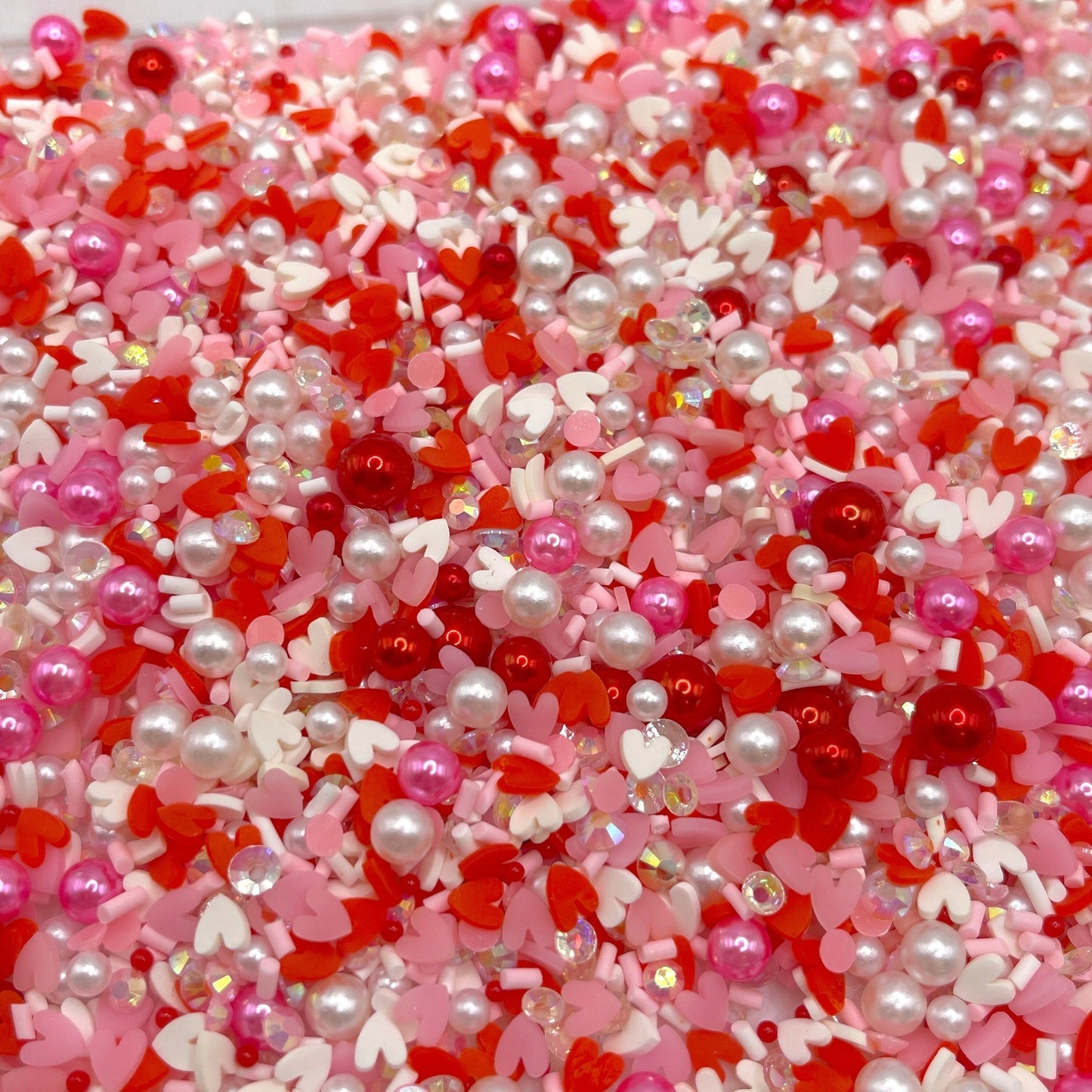 FAKE Pink Bubble Love Valentine w/Pearl Polymer Clay Sprinkle (NOT EDIBLE) D4-30