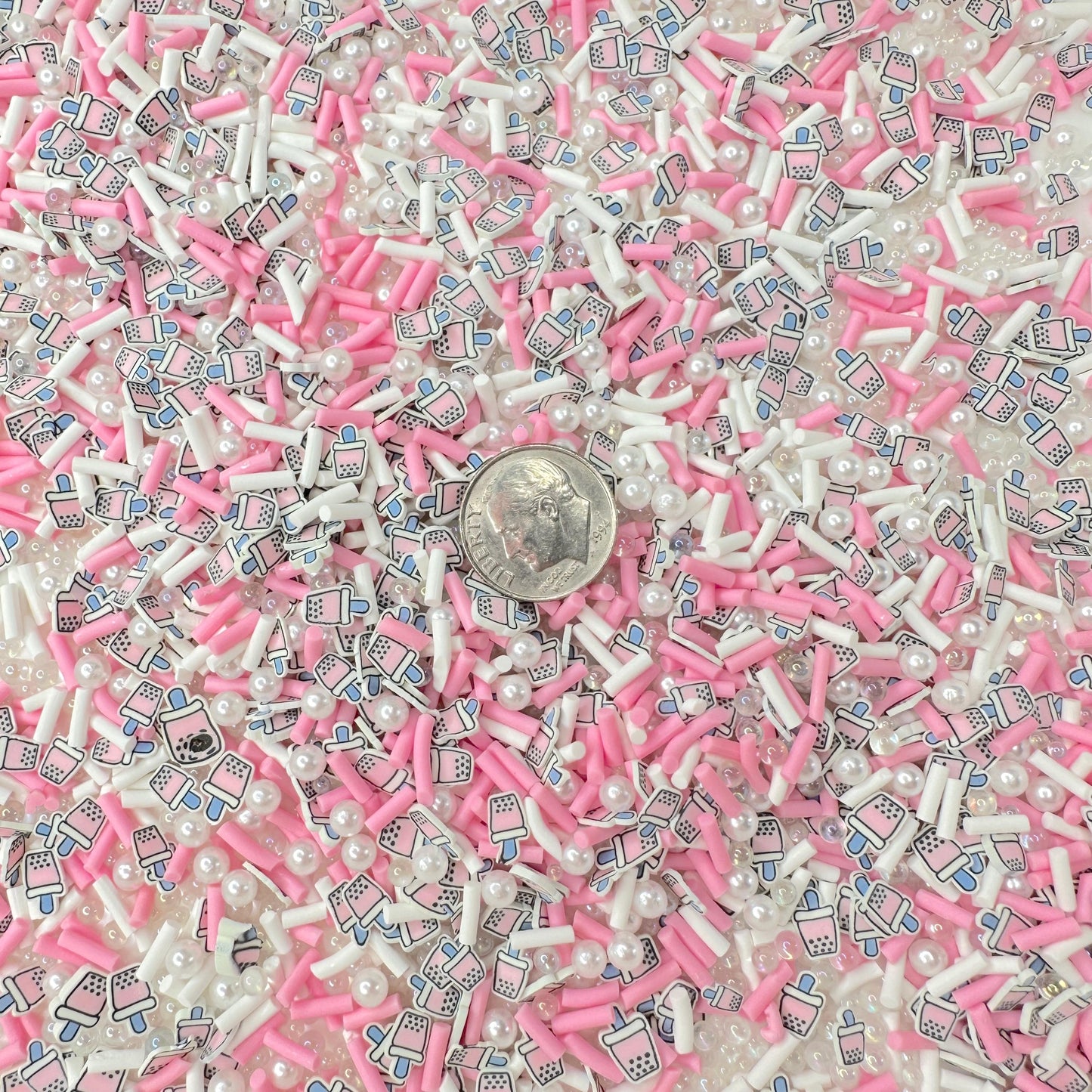 FAKE Pink Bubble Tea Pearl, Food Polymer Clay Sprinkle Mix (NOT EDIBLE) D32-17