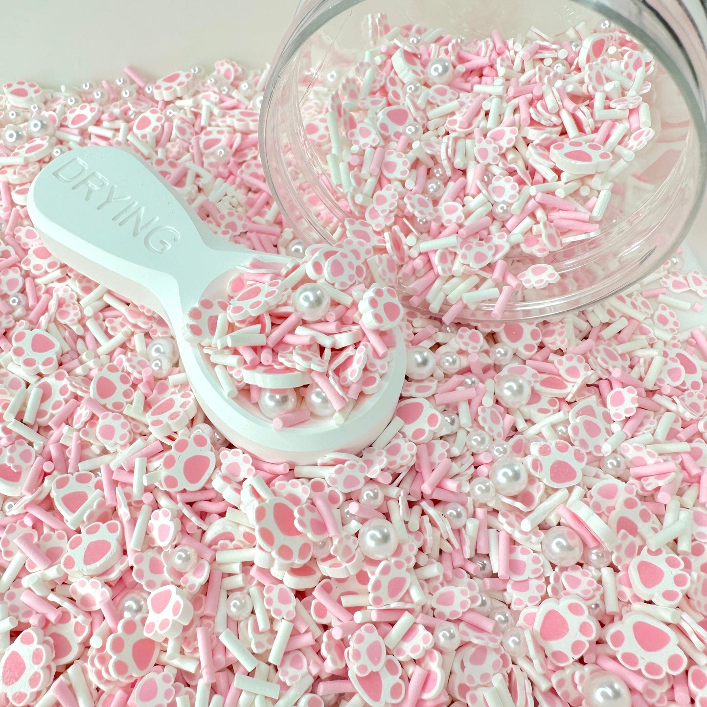 FAKE Pink Paw Print, Animal Polymer Clay Sprinkle Mix (NOT EDIBLE) D26-24