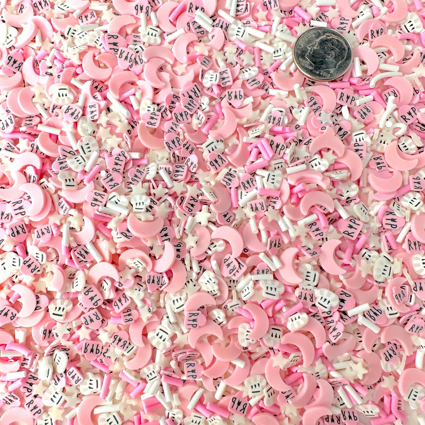 FAKE Pink Mousey Tombstone, Animal Halloween Clay Sprinkle (NOT EDIBLE) D48-32