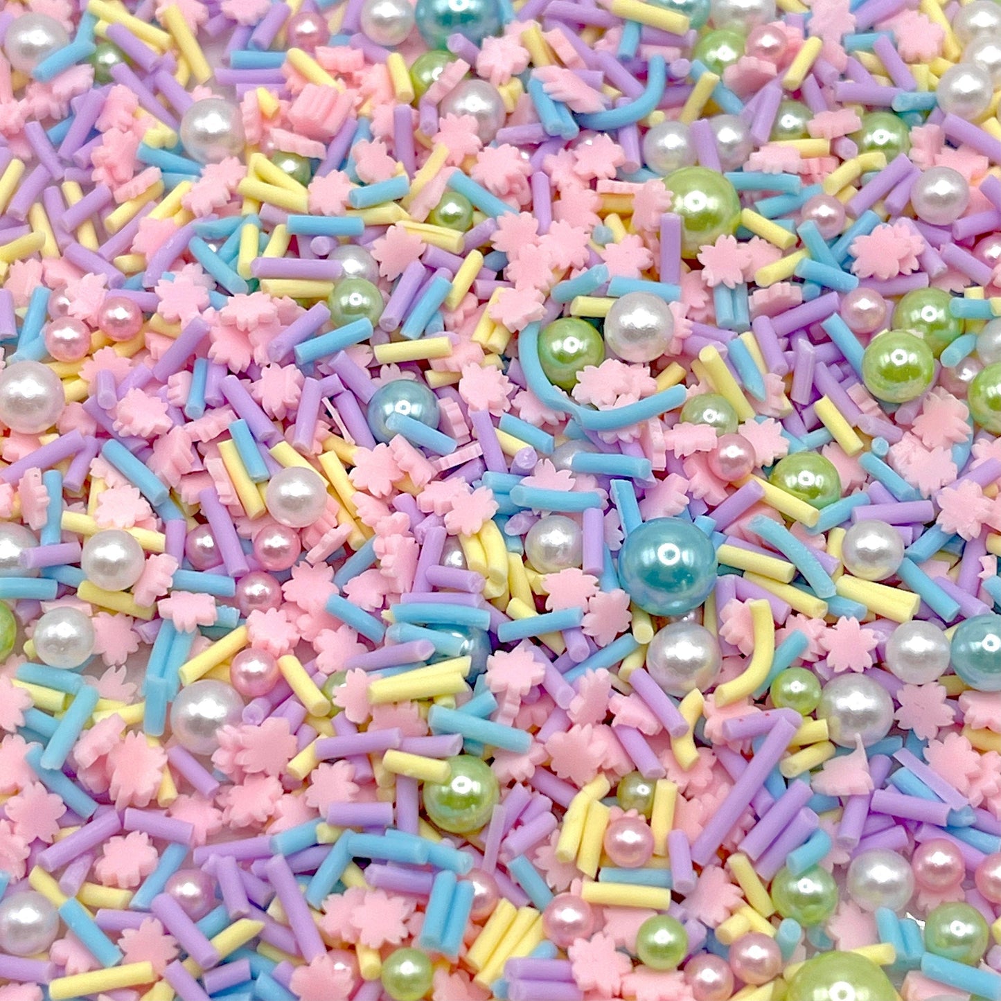 FAKE Pinky Flowers Pearls, Floral Polymer Clay Sprinkle Mix (NOT EDIBLE) D8-20