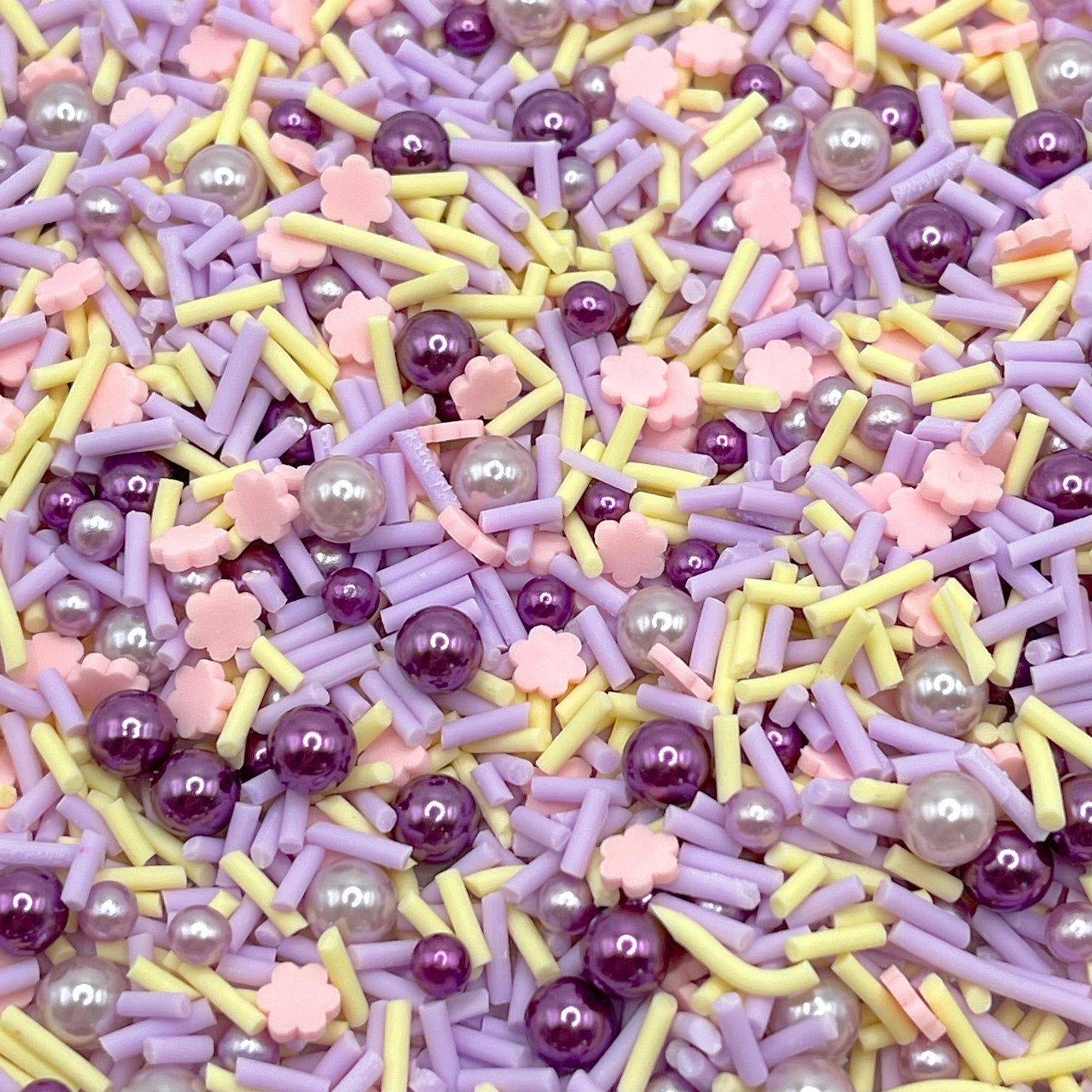FAKE Purple Flowers Pearls, Floral Polymer Clay Sprinkle Mix (NOT EDIBLE) D8-22