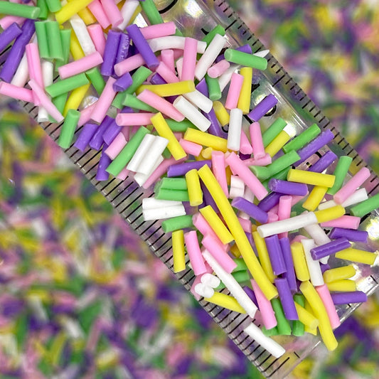 FAKE Purple Green Yellow Polymer Clay Sprinkle Pieces Mix (NOT EDIBLE) D11-07
