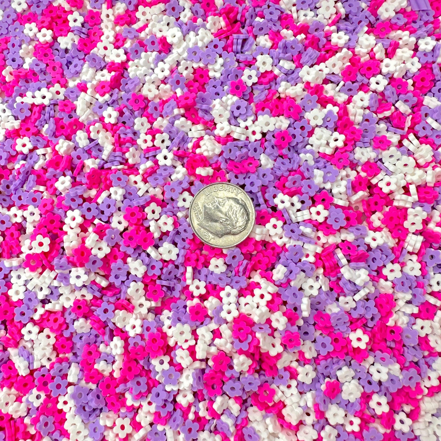FAKE Purple Mermaid Daisy Outline, Floral Mix Clay Sprinkle (NOT EDIBLE) D38-09
