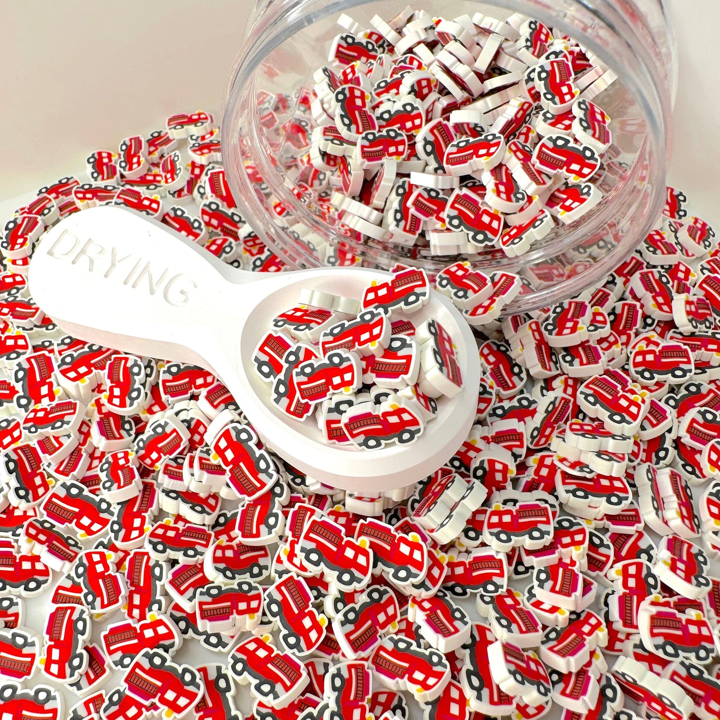 FAKE Red Firetruck Polymer Clay Sprinkle (NOT EDIBLE, 5MM/10MM) D23-21/30