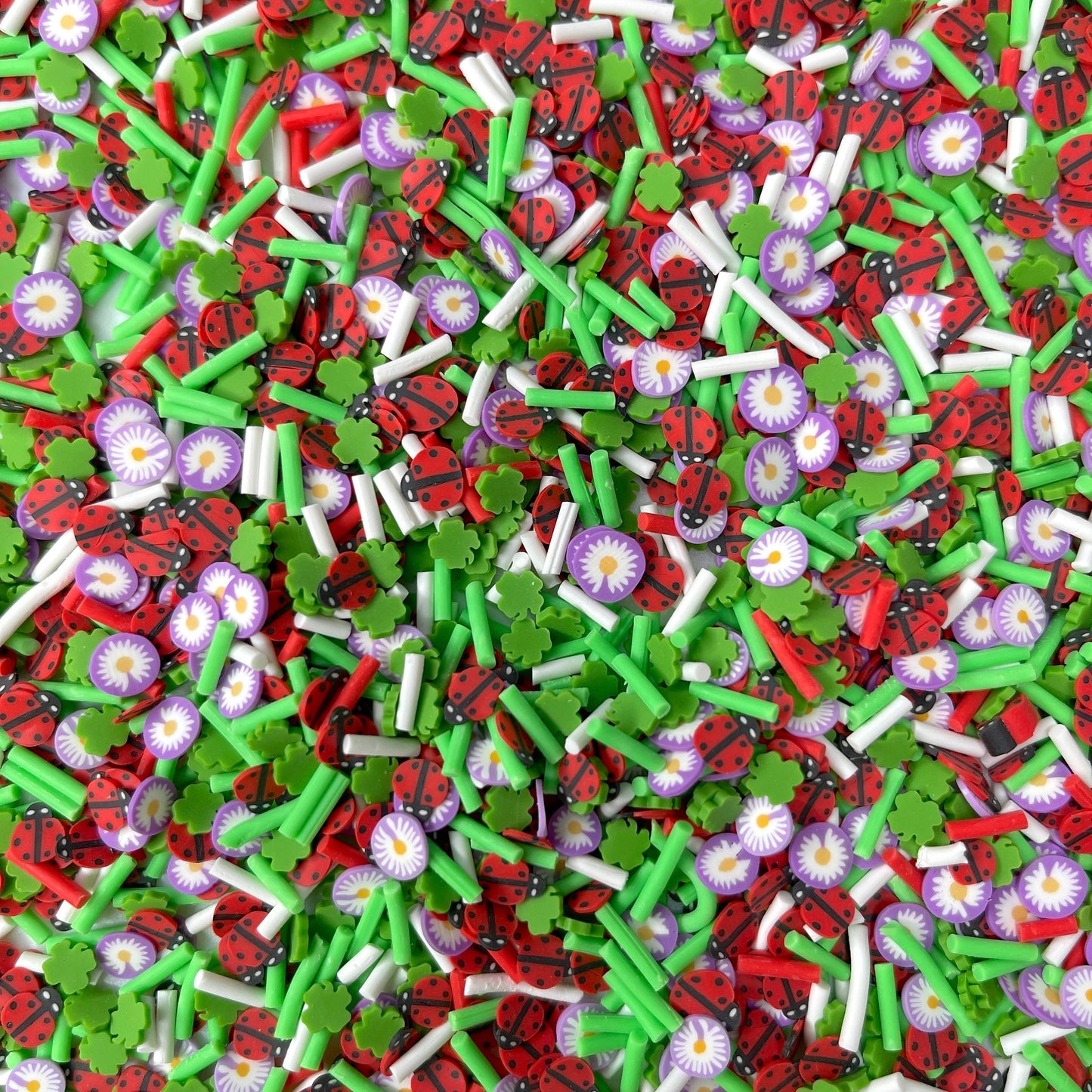 FAKE Red Ladybug, Animal Floral Polymer Clay Sprinkle Mix (NOT EDIBLE) D43-11