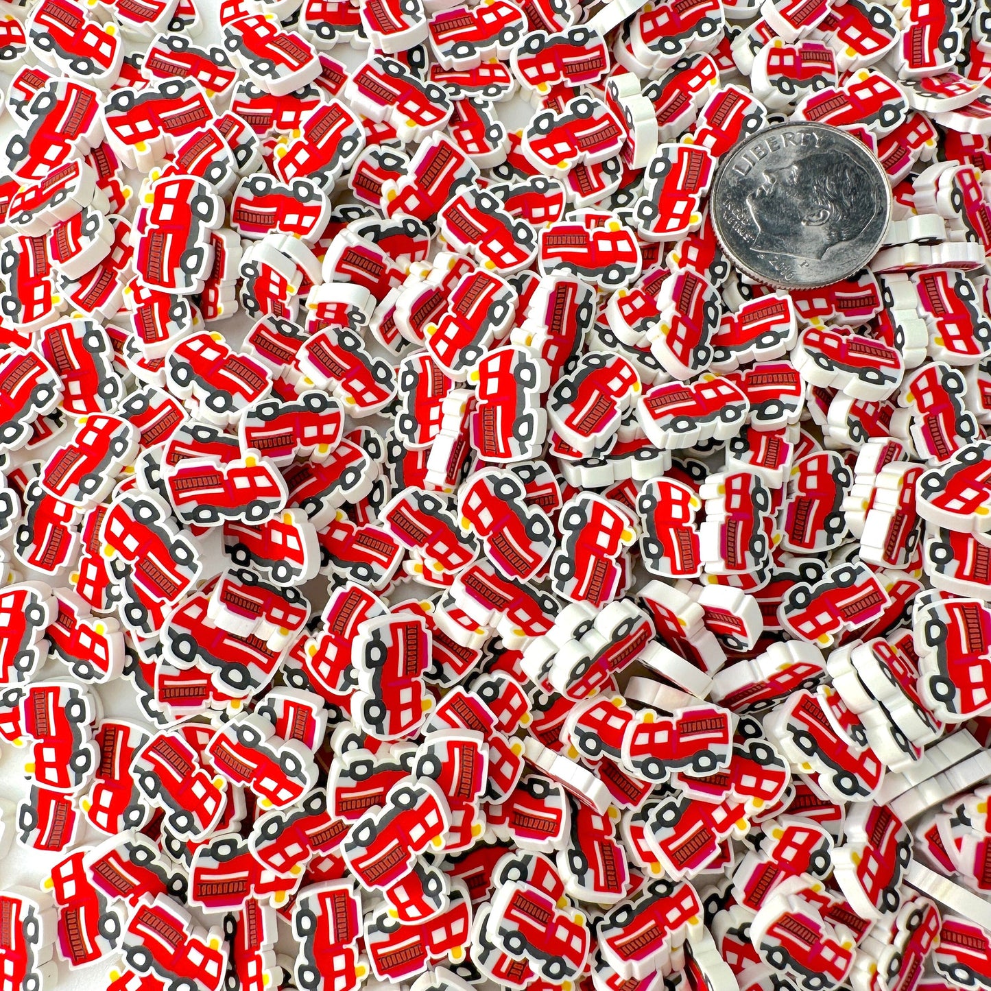 FAKE Red Firetruck Polymer Clay Sprinkle (NOT EDIBLE, 5MM/10MM) D23-21/30