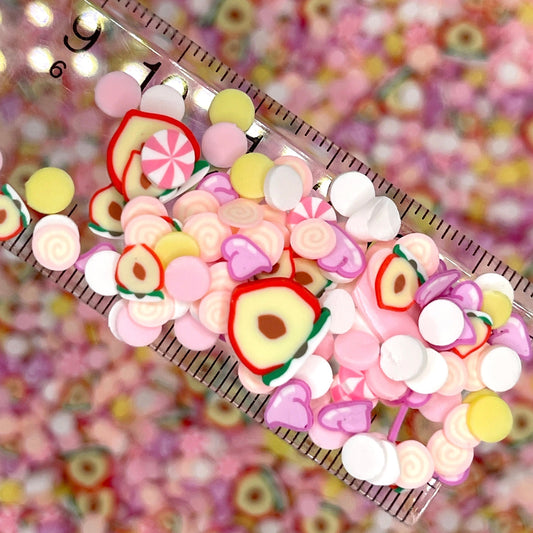 FAKE Sliced Peach Fruit Polymer Clay Sprinkle Mix (NOT EDIBLE) D10-12